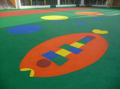 彩色幼兒園地面鋪裝,彩色epdm球場地面建設